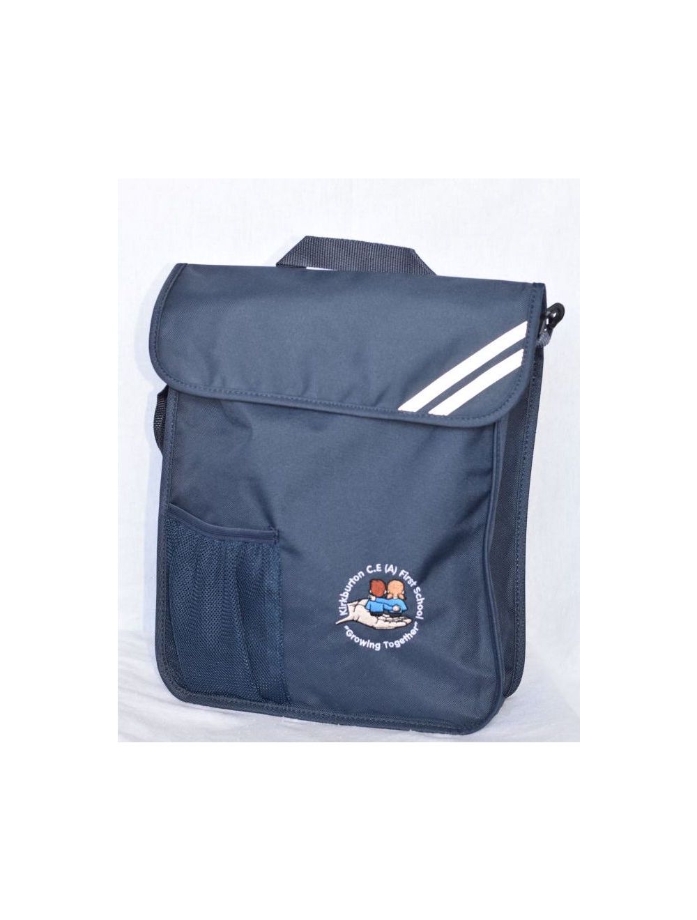 Kirkburton First School Embroidered Portrait Book Bag with bottle holder and shoulder strap Including school logo