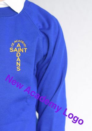 St Aidan's Academy Royal Blue Crew Neck Sweatshirt Jumper (Including Academy logo) Zeco Brand